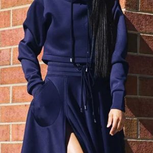 Daily Long Sleeve Plain Hoodie Urban Hoodie, Hoodies and Sweatshirts, color:Dark Blue|size:XXL, Stylewe