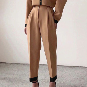 Regular Fit Color Block Fashion Long Pants, Pants, color:Khaki|size:XXL, Stylewe