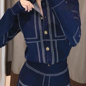 Color Block Long Sleeve Stand Collar Urban Cardigan, Cardigans, color:Blue|size:XXL, Stylewe