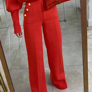 Medium Elasticity Regular Fit Plain Urban Long Pants Straight pants, Pants, color:Red|size:XXL, Stylewe