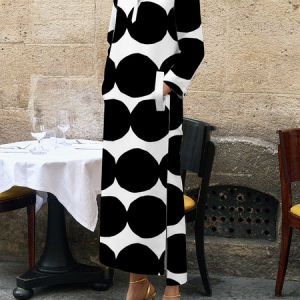 Loose Stand Collar Long Sleeve Urban Maxi Dress, Maxi Dresses, color:Black|size:XXL, Stylewe