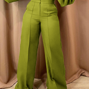 Loose Plain Urban Long Pants Straight pants, Pants, color:Green|size:XXL, Stylewe