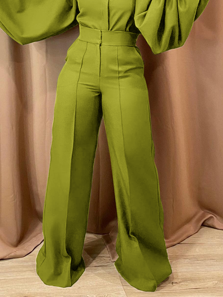 Loose Plain Urban Long Pants Straight pants, Pants, color:Green|size:XXL, Stylewe