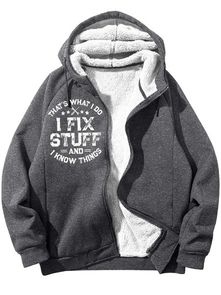 Men’s That’s What I Do I Fix Stuff And I Know Things Hoodie Text Letters Casual Sweatshirt, Hoodies&Sweatshirts, Lilicloth.com