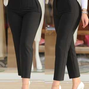 High Waist Cropped Work Pants, Pants, chicme - Women's Fashion Online