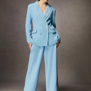 Plain Lapel Collar Regular Fit Urban Blazer, Blazers, color:Blue|size:XXL, Stylewe