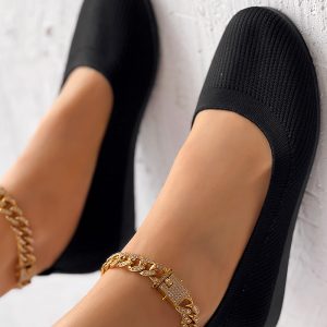 Comfortable Knit Casual Loafers, Slip-on, chicme - Women's Fashion Online