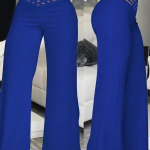 Crisscross Sheer Mesh Patch High Waist Pants, Pants, chicme - Women's Fashion Online