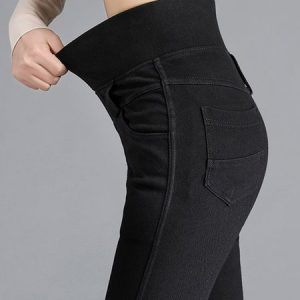 Tight Casual Denim Plain Jeans, Denim&Jeans, color:Black|size:5XL, Noracora