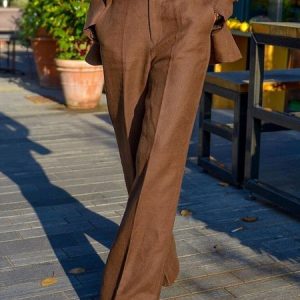 Regular Fit Urban Fashion Straight  Pants, Pants, color:Brown|size:XXL, Stylewe