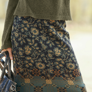 Boho Ethnic H-Line Natural Midi Skirt, Skirts, color:Multicolor|size:XXL, Noracora
