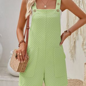 Women Plain Spaghetti Sleeveless Comfy Casual Top With Pants Two-Piece Set, Sets, color:Green|size:XL, Noracora