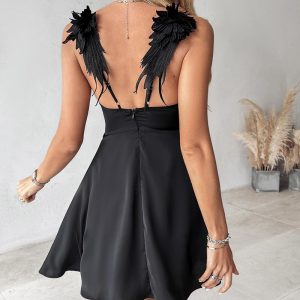 Angel Wings Design Backless Mini Dress, Mini Dresses, chicme - Women's Fashion Online