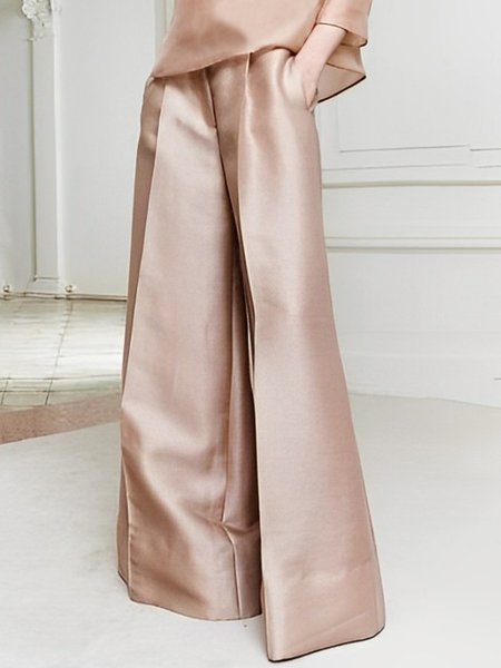 Urban Satin Fashion High Waist Pockets Wide Leg Pants, Pants, color:As Picture|size:XXL, Stylewe
