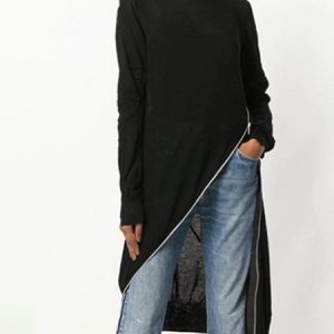 Casual Basics Simple High Neck Vintage Loosen  Top, Blouses and Shirts, color:Black|size:XXL, Stylewe