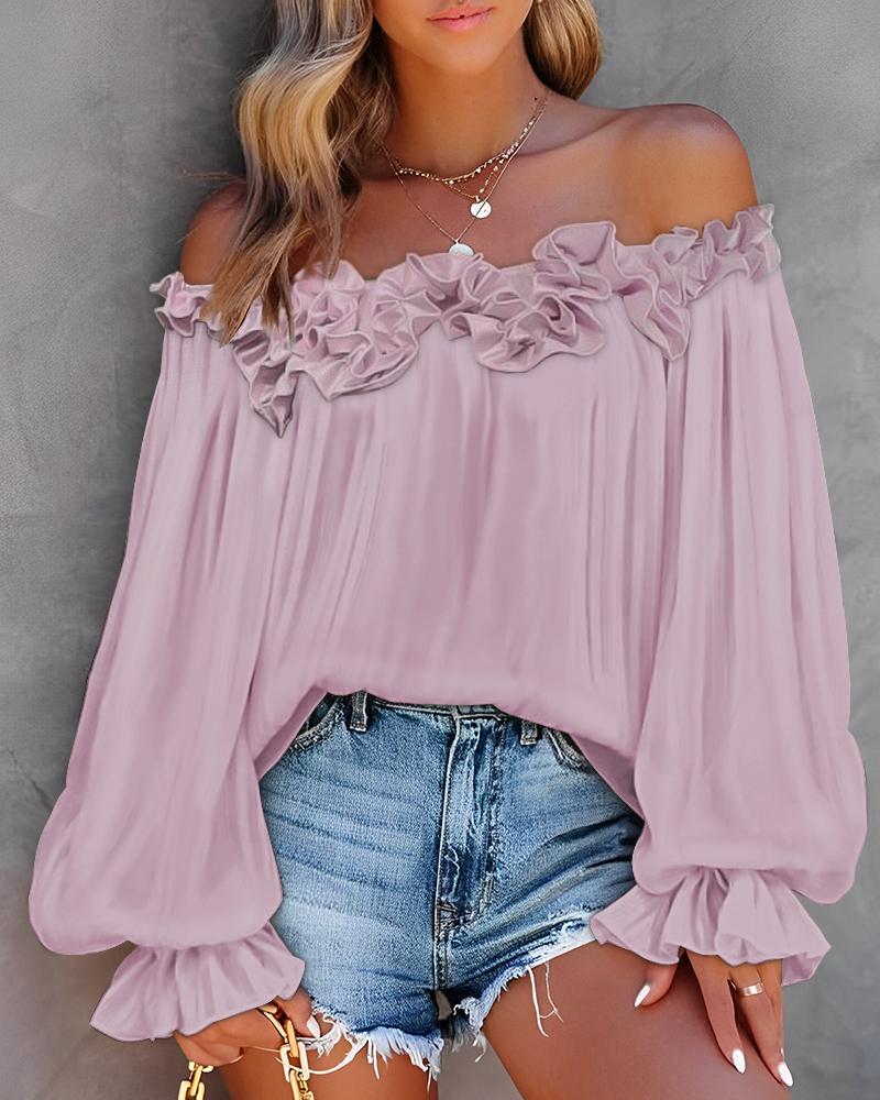 Ruffle Hem Lantern Sleeve Top, Blouses & Shirts, chicme - Women's Fashion Online