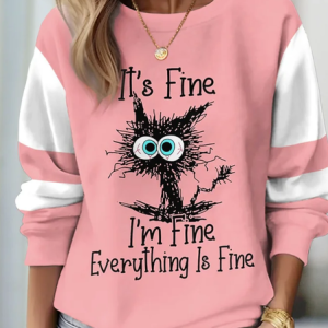 Plus Size Loose Text Letters Casual Sweatshirt, Hoodies&Sweatshirts, Lilicloth.com