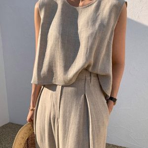 Crew Neck Daily Regular Fit Tank Top, Tanks and Camis, color:Apricot|size:XXL, Stylewe