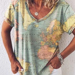 Printed V Neck Cotton Short Sleeve T-shirt, T-shirts, color:Multicolor|size:3XL, catalog Noracora shop