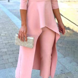 Elegant Plain Regular Fit Pants, Pants, color:Pink|size:XXL, Stylewe