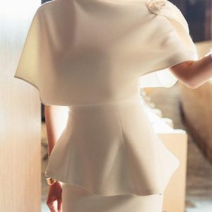 Elegant Regular Fit Half Sleeve Plain Shirt, Blouses and Shirts, color:Off White|size:XXL, Stylewe