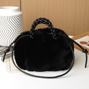 Fluffy Braided Top Handle Magnetic Shoulder Bag, Bags, chicme - Women's Fashion Online