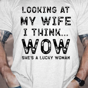 Men's Funny Wife Saying Cotton Text Letters Crew Neck T-Shirt, T-shirts, Lilicloth.com