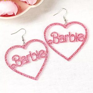 1Pair Glitter Barbie Hollow Heart Hook Earrings, Earrings, chicme - Women's Fashion Online