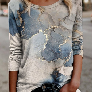 Floral Print Crew Neck Casual Long Sleeve T-Shirt, T-shirts, color:Multicolor|size:XXL, catalog Noracora shop