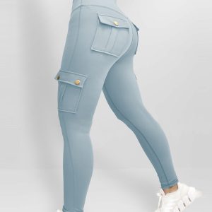 Pocket Design Butt Lifting Active Pants, Active Pants, chicme - Women's Fashion Online