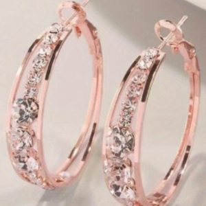 1Pair Exquisite Rhinestone Decor Large Circle Hoop Earrings, Earrings, chicme - Women's Fashion Online