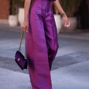 Regular Fit Plain Urban Fashion Pants, Pants, color:Purple|size:XXL, Stylewe
