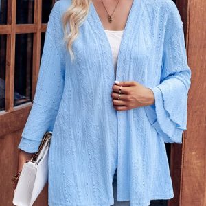 Women's Plain Regular Loose Kimono, Cardigans, color:Sky Blue|size:XL, Noracora