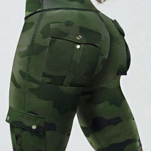 Camouflage Print High Waist Leggings, Leggings, chicme - Women's Fashion Online