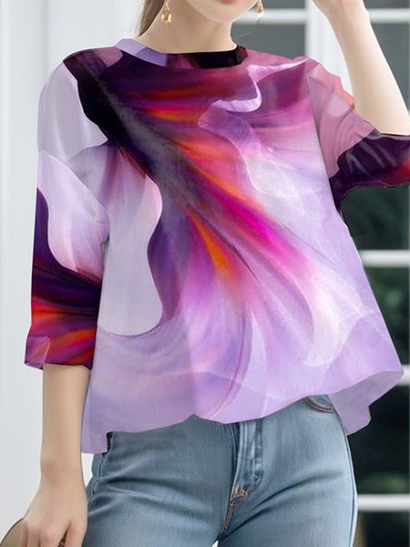 Urban Jersey Abstract Crew Neck Shirt, Blouses and Shirts, color:As Picture|size:XXL, Stylewe
