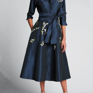 Floral Loose Shirt Collar Urban Dress, Midi Dresses, color:Purplish blue|size:XXL, Stylewe