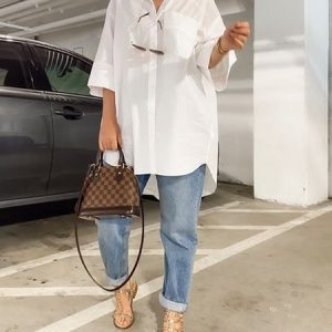 Loose Shirt Collar Plain Casual Blouse, Blouses and Shirts, color:White|size:XS, Stylewe