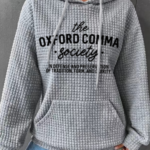 The Oxford Teacher Comma Society Print Casual Cotton-Blend Casual Hoodie Loose Hoodie, Hoodies&Sweatshirts, Lilicloth.com