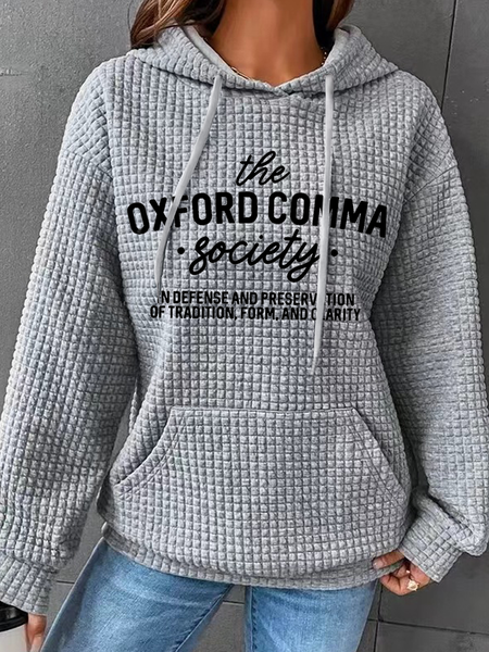 The Oxford Teacher Comma Society Print Casual Cotton-Blend Casual Hoodie Loose Hoodie, Hoodies&Sweatshirts, Lilicloth.com