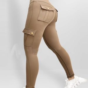 Pocket Design Butt Lifting Active Pants, Active Pants, chicme - Women's Fashion Online