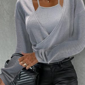 Fake Two Piece Overlap Top, T-shirt & Tees, chicme - Women's Fashion Online