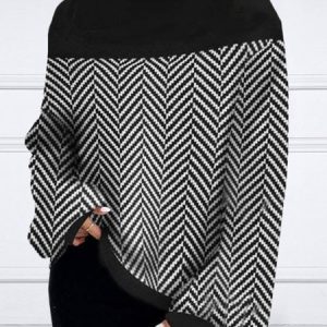 Turtleneck Split Joint Color Block Urban Sweater, Pullovers, color:Black|size:XXL, Stylewe