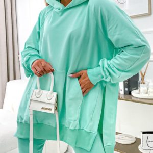 Pocket Design Long Sleeve Slit Hoodie, Sweats & Hoodies, chicme - Women's Fashion Online