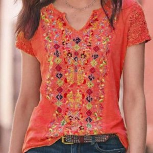 Short Sleeve Plain Casual T-shirt, T-shirts, color:Orange|size:XXL, catalog Noracora shop