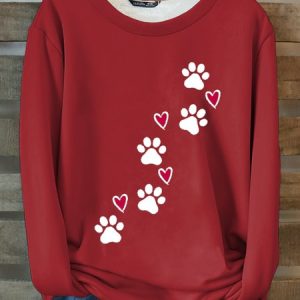 Funny Dog Crew Neck Casual Fleece Sweatshirt, Hoodies&Sweatshirts, Lilicloth.com