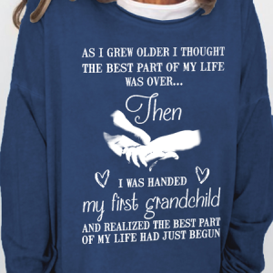 Grandma - First Grandchild Casual Cotton-Blend Crew Neck Sweatshirt, Hoodies&Sweatshirts, Lilicloth.com