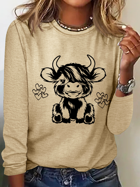 Casual Cute Animal Cotton-Blend Shirt, Long sleeves, Lilicloth.com
