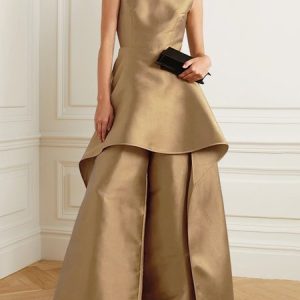Crew Neck Regular Fit Elegant Plain Shirt, Blouses and Shirts, color:Brown|size:XXL, Stylewe