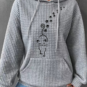 Hoodie Cat Simple Cotton-Blend Hoodie, Hoodies&Sweatshirts, Lilicloth.com