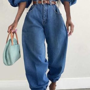 Casual Denim Plain Pocket Stitching Jeans, Jeans, color:Blue|size:XXL, Stylewe